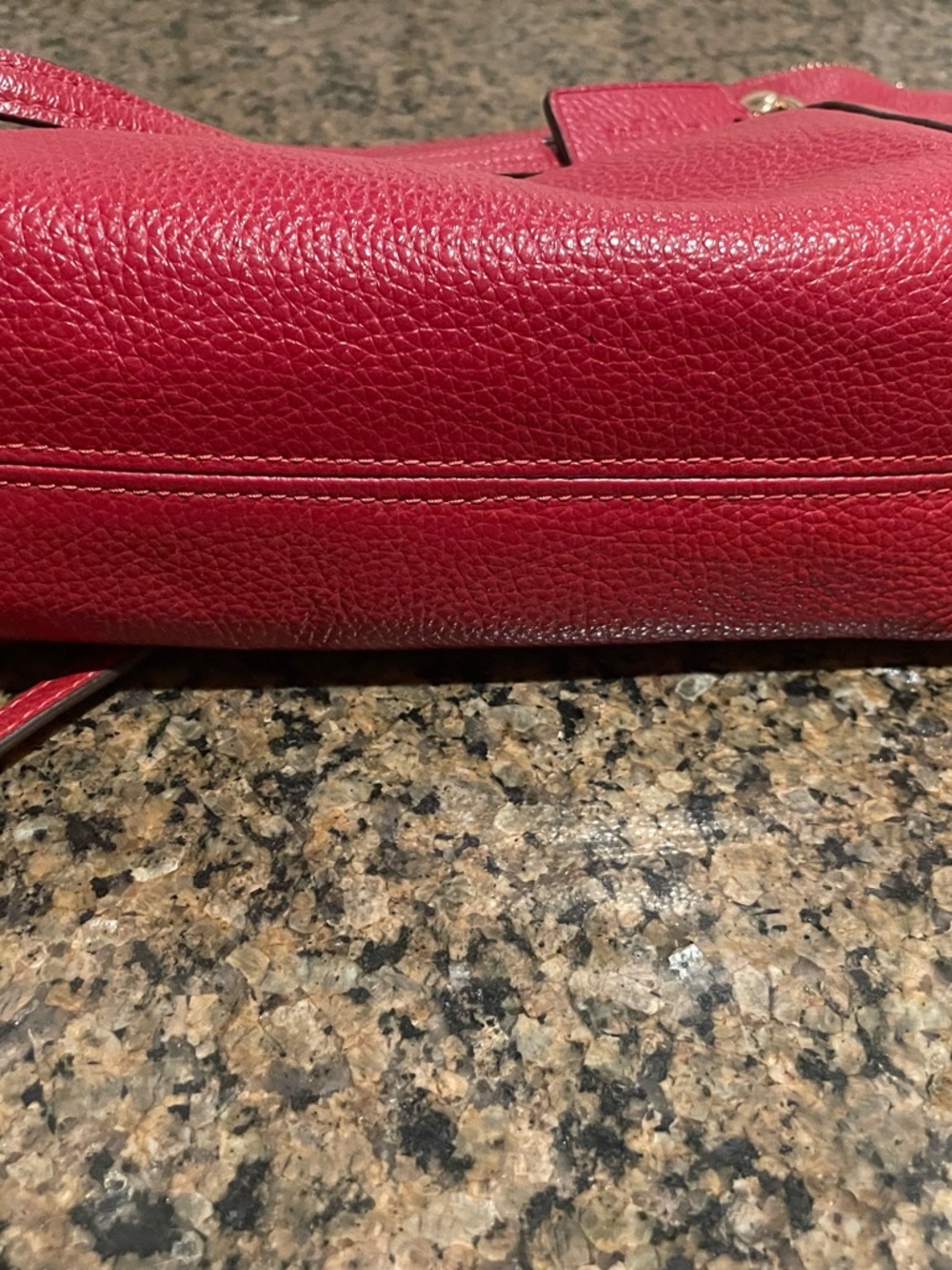 Coach Kacey Red Pebbled Leather Satchel with Gold Hardware - Picture 8 of 10